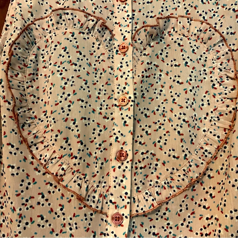 ModCloth sleeveless button down sheer heart top-Size Small-NWOT